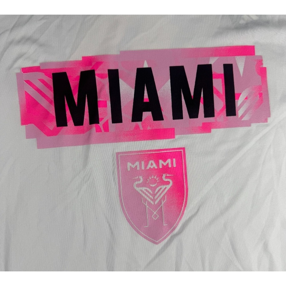 Adidas Inter Miami CF Pregame Short Sleeve Shirt White Pink Men Sz M HT4002 NWT